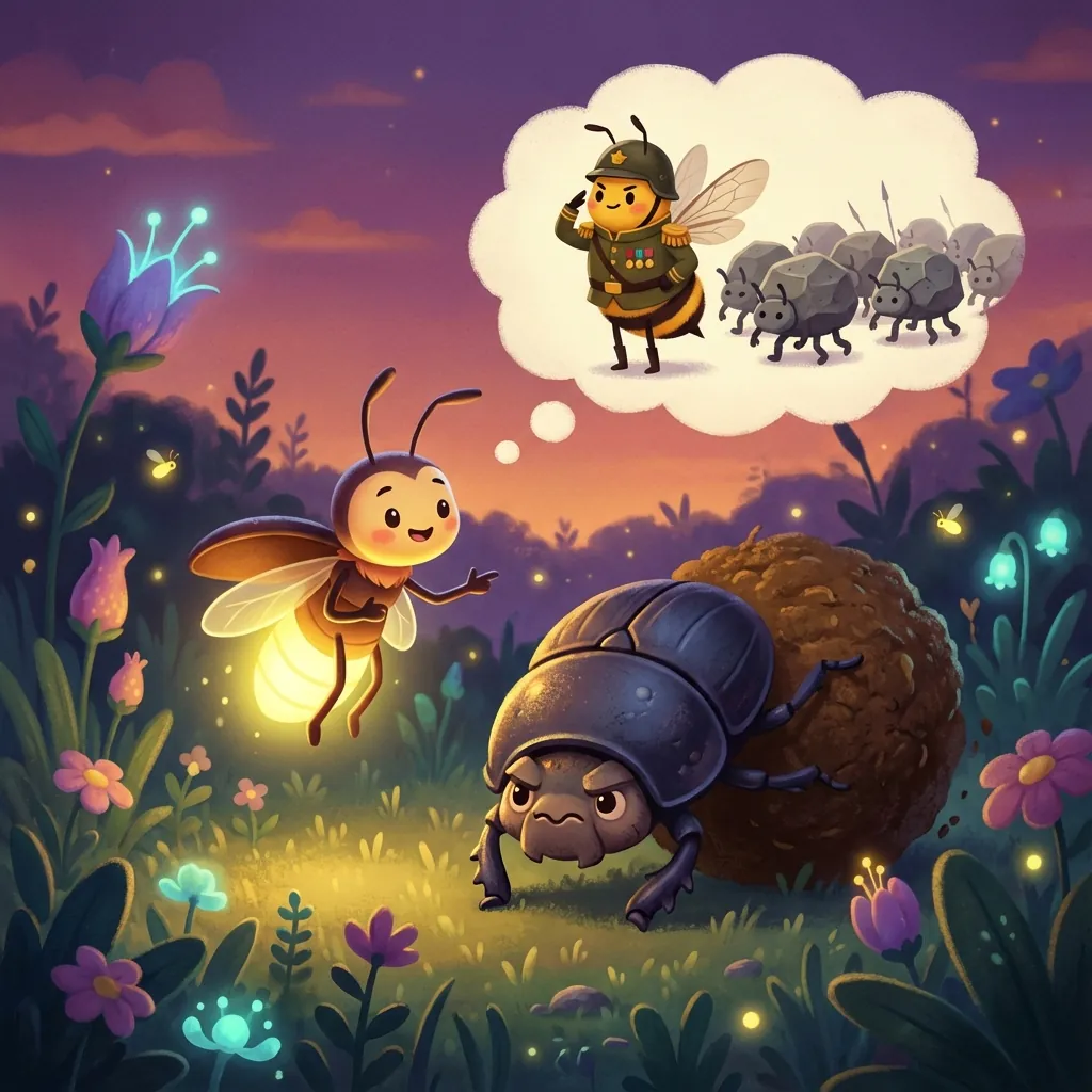 Dung Beetle imagining a rock bug army